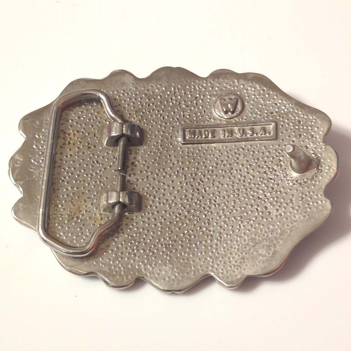 Vintage Western Oval Belt Buckle Gold-Plated Bald Eagle Figurine‎ Centered USA Vintage Cast Metal Silver-tone Oval Belt Buckle W/ Flying  main image 2