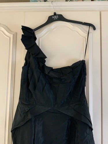 Belle By Oasis Little Black Dress Wiggle Mini Size 14/40 One Shoulder - Picture 3 of 7