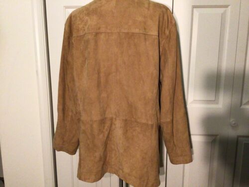 Jos A Banks Suede Jacket Caramel Brown Very Soft Button Front Coat XL - Picture 4 of 11
