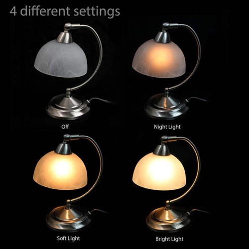 Stylish Mini Banker's Lamp with Touch Dimmer & Marble Glass Shade - 6.2" D - Picture 5 of 6