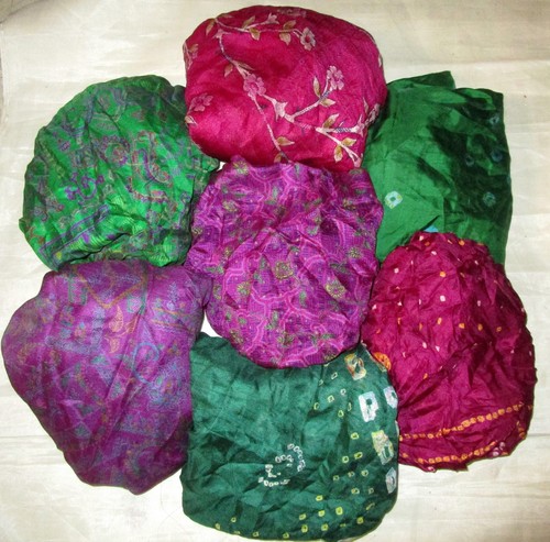 UK LOT PURE SILK Vintage Sari REMNANT Fabric 7 Pcs 1 ft CRAFT QUILT FELT JOURNAL - Picture 50 of 77
