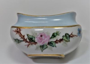 Antique-T-amp-V-LIMOGES-Bone-China-France-Hand-Painted-Pink-ROSE-Open-Sugar-Bowl