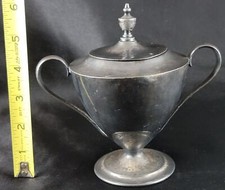 Sugar Bowl Silverplate Unbranded Metal 6in Tall Vintage