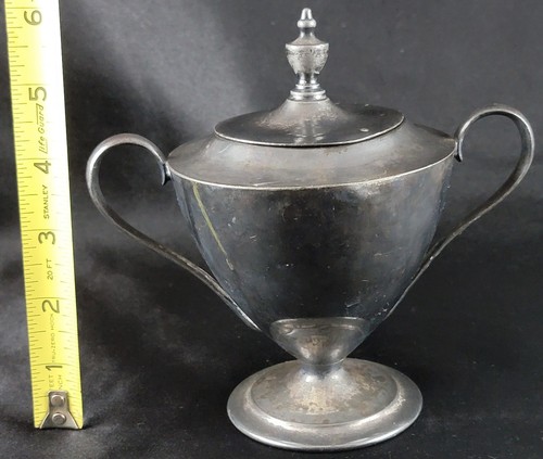 Azúcarero vintage con tapa plateado metal sin marca aprox 6" de alto - Imagen 13 de 13