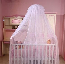 Baby Mosquito Net Nursery Crib Bed Hanging Dome Canopy Mesh Netting with Stand