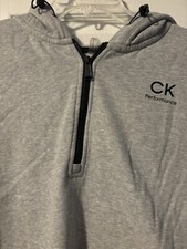 Women  s Calvin Klein Performance Gray Hoodie 3/4 Zip Logo 1X Brand New