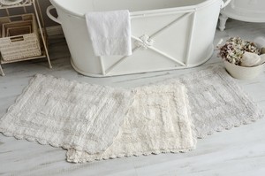Badvorleger Badläufer 50x70 Vorleger Bad Duschvorleger Grau Creme