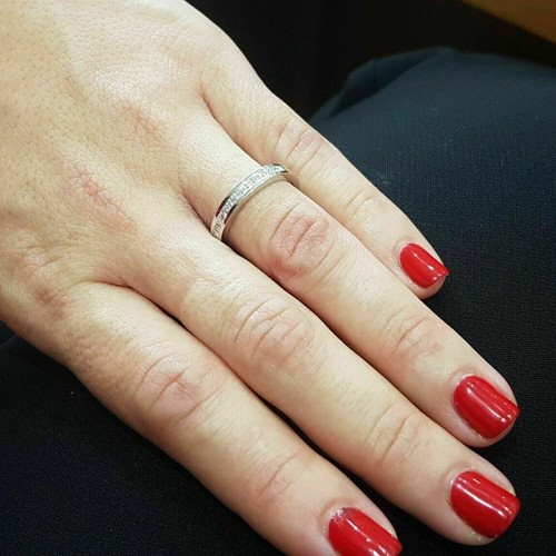 1 karat Memory Ring Half Eternity Memoirering Weißgold Finish Bandring gr 50-62 - Bild 6 von 8