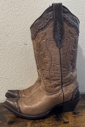 Women 6.5 M Corral Cowgirl Western Snip Toe Boots Brown Leather Embroidered