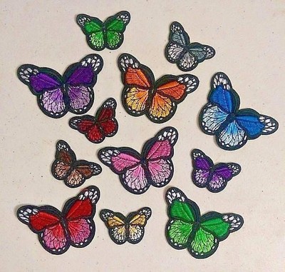 Choice BUTTERFLY 2 Sizes 12 Colors iron on patches 2-3/4'' x 2'' or 1-3/4'' x 1-1/8