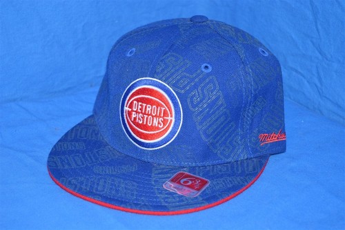 NEW DETROIT PISTONS ALL OVER WOOL MITCHELL & NESS BLUE FITTED CAP HAT 6 3/4 - Picture 1 of 4