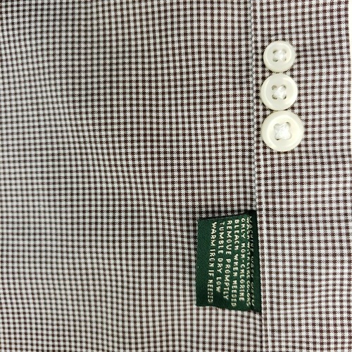 Lauren Ralph Lauren Long Sleeve Shirt Brown Gingham Check 16½ 34/35 No Iron - Picture 7 of 7