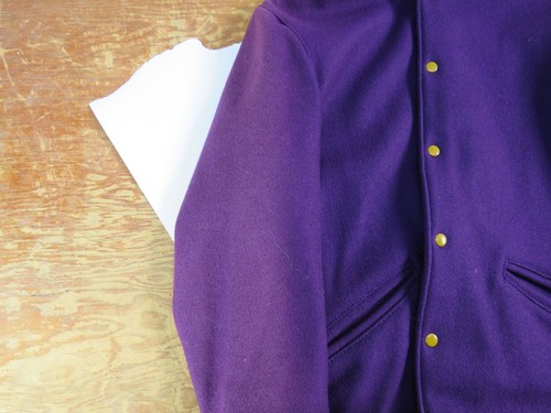 Vintage DeLong Lettermans Varsity Jacket Purple/Yellow Size 36 NOS - Picture 3 of 7