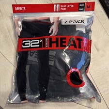 32 Degrees Men's Heat Performance Thermal Base layer Leggings 2PK BLACK, M NWT