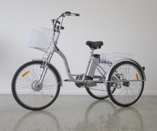 Trike Bike Adult Tricycle 26" Aluminium 3 Wheeled - 6 Gears & Baskets - ELECTRIC - Picture 9 of 11