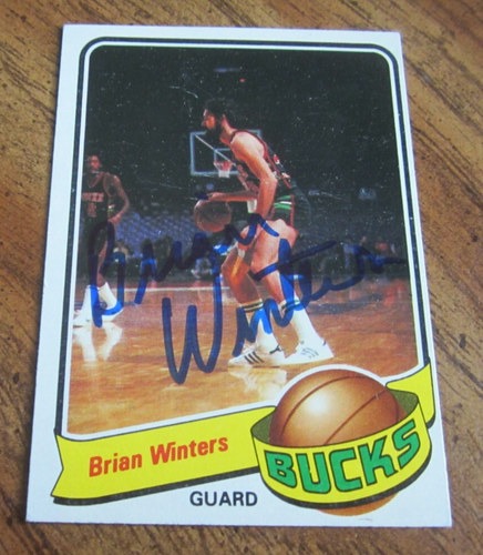 Brian Winters autografata firmata 1979-80 Topps #21 Trading Card NBA Bucks - Foto 1 di 3