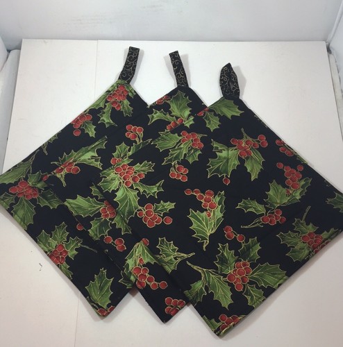 Amish Made Hot Pads Pot Holders Lot Of 3 Holly 8” X  8” New B12 - Picture 1 of 2