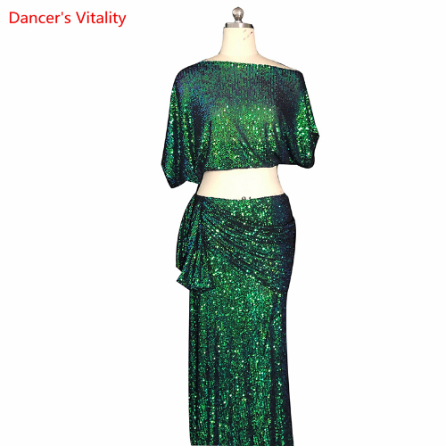 Belly Dance Performance Dress Short Sleeves Top+bling Skirt 2pcs Dancing Wear - Picture 25 of 26