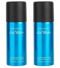 *PACK OF 2* Davidoff Cool Water All Over Body Spray for Men 5.0 oz 150 ml NEW