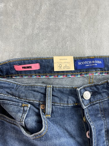Scotch & Soda Ralston Regular Slim Fit Denim Straight Jeans Mens Blue Size 32/34 - Picture 8 of 10