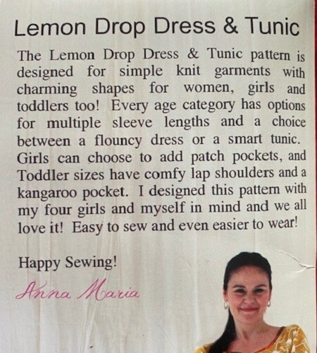 Anna Maria sewing patterns Lemon Drop Dress & Tunic for women, girls & toddlers - Picture 3 of 4