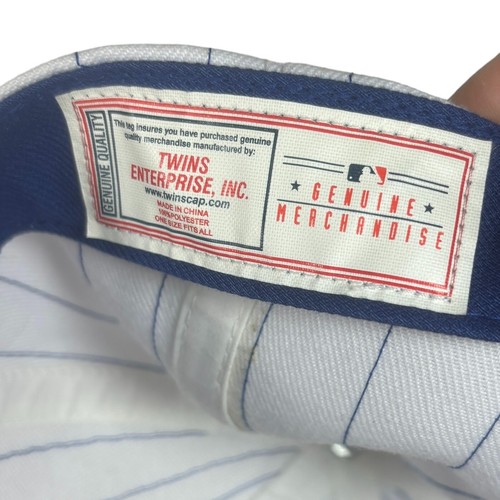 CHICAGO CUBS Baseball Cap Throwback White Pinstripe Twin Enterprise MLB Hat OSFA - Picture 6 of 6