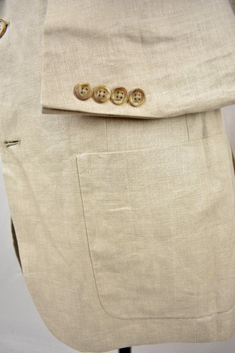 Austin Reed Solid Light Tan Wool/Linen Blend Two Button Sport Coat Size: 40R - Picture 4 of 11