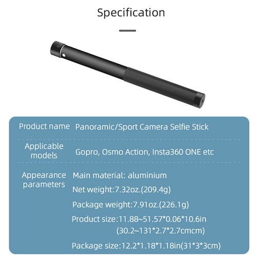 1.3m Extension Pole Selfie Stick for Osmo Action/Osmo Pocket/Insta360 ONE - Picture 7 of 12