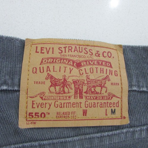 Vintage Levis Pants Student Size 14 L30 Grey Relaxed Taper Corduroy 550 - Picture 5 of 12