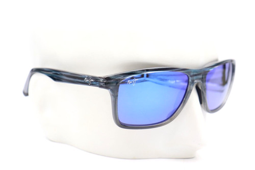 New Maui Jim ONSHORE Blue Black Stripe Fade Polarized Sunglasses B798-03S $289