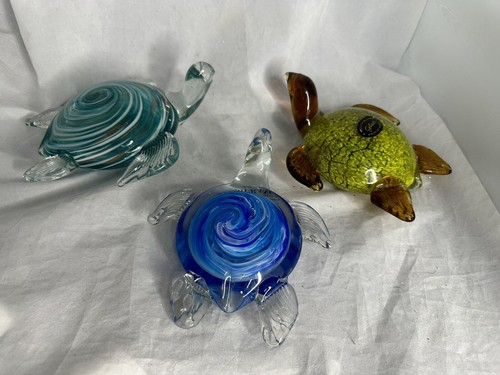 JUMBO Hand Blown Glass Murano Italy Turtle Blue Green Teal 9”HEAVY Price Per1 - Picture 19 of 19