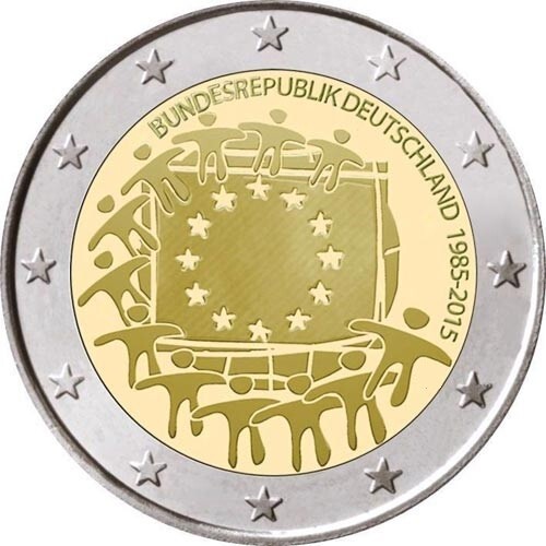 Deutschland - 2 Euro Gedenkmünze 2015 30 Jahre Europaflagge UNC KOSTENLOSER VERSAND - Bild 1 von 3