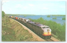 Postcard Canadian Pacific Trailer Train #4001 at Christie Lake Ontario 1959