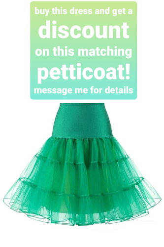 Pinup Retro Vintage 1940s 1950s Elegant Swing Stretchy Green Dress SIZE M NEW - Picture 7 of 12