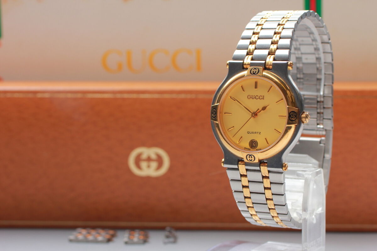 New Battery GUCCI 9000M Vintage Gold Dial 30M Qz UNISEX