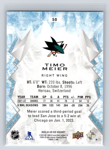 2022-23 Upper Deck Ice Timo Meier #50 - Picture 2 of 2