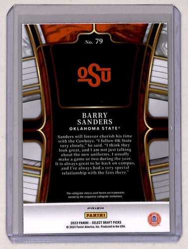 2023 Panini Select Draft Picks Gold Lazer Prizm Barry Sanders Oklahoma State - Picture 2 of 2
