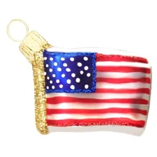 MINI USA AMERICAN FLAG EUROPEAN BLOWN GLASS CHRISTMAS TREE ORNAMENT DECORATION