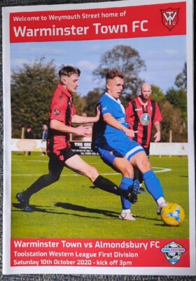 #ad WARMINSTER TOWN v ALMONDSBURY FC TOOLSTATION WESTERN LEAGUE 1ST DIVISION 2020 GBP 3.50