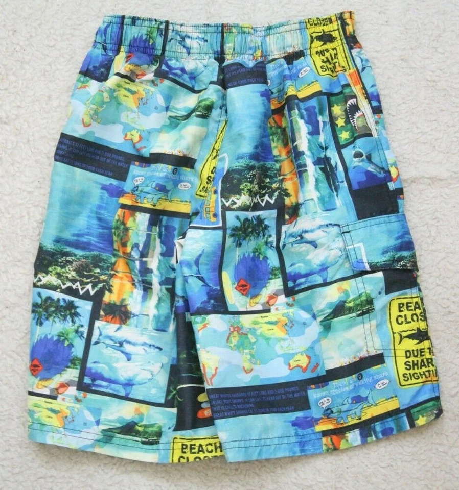 Boys Swimming Shorts Medium (8) Ocean Pacific Blue Polyester Surf Graphic J19 - Image 2 of 4
