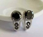 Onyx Huggie Hoop Earrings White Gold Plated 4Ct Round Cut Lab Created Black 925