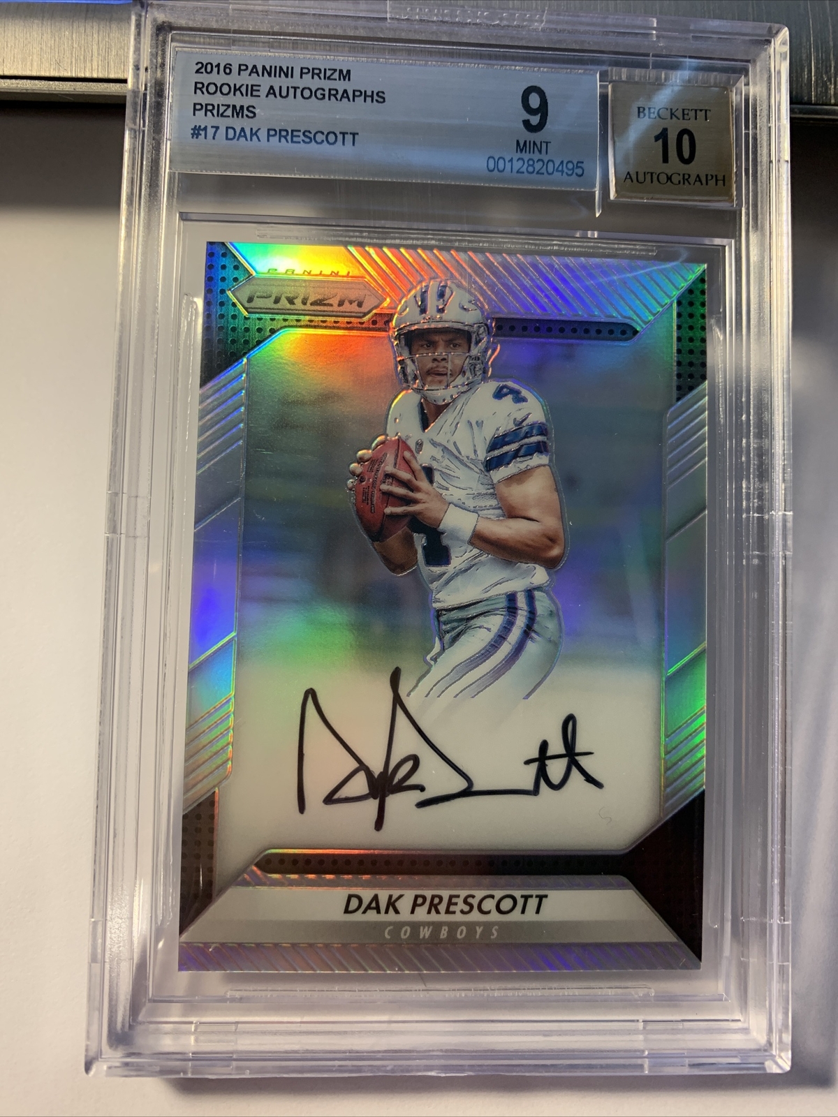 2016 Panini Prizm Dak Prescott RC Silver Cowboys AUTO Autograph BGS 9 Mint