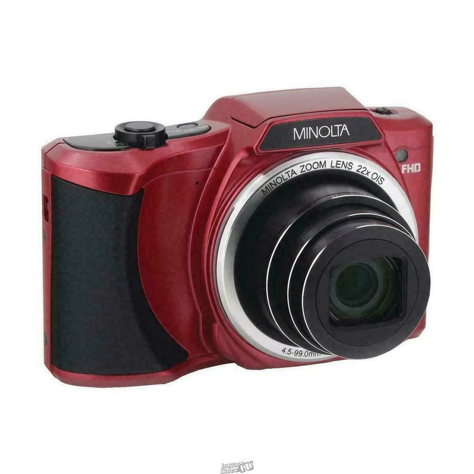 Minolta 64GB 20MP HD 720p Digital Camera with 12X Optical Zoom Red 24-288mm - Image 2 of 3