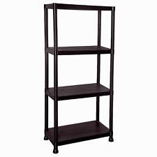 Plastic 4 Tier Shelving Shelves Racking Storage Shelf Unit Black 