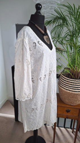 LADIES Cotton burnout shift dress PLUS size XL 20 22 24 BOHO summer Cool fancy - Picture 3 of 10