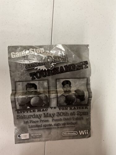 Extremely Rare AUTHENTIC ORIGINAL PUNCHOUT Nintendo Wii Poster With TShirt Prize - Picture 7 of 8