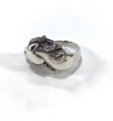 Anello testa di cavallo occidentale boho argento sterling design francese Calourette, misura 7 - Foto 5 di 7