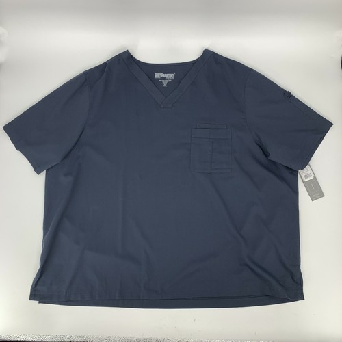 Grey's Anatomy Barco Scrub Top Men Size 5XL Gray High V Neck Chest Pockets Nurse - Picture 2 of 7