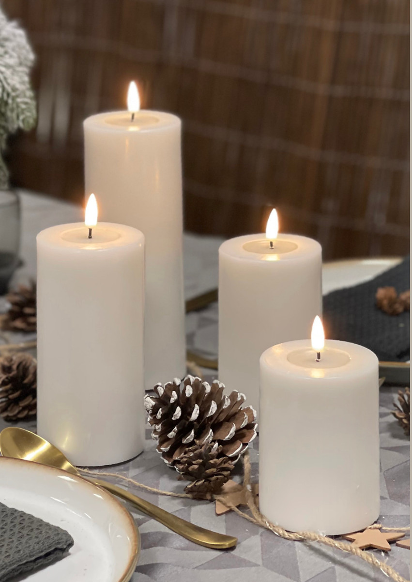 Deluxe Homeart Cream Flameless LED Candle Flicker Flame Real Flame Technology