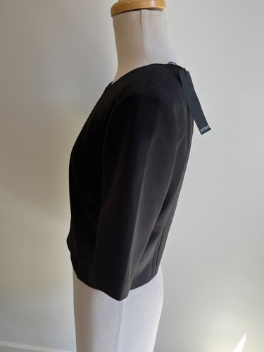 Portmans Ladies Black Zip Back Short Sleeve Classic Blouse Size 12 New w Tag $80 - Picture 6 of 14